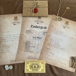Letter German Potter School of Witchcraft and Wizardry personalized invitation letter admission letter magic school certificate diploma ticket