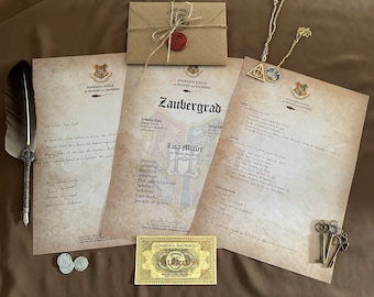 Brief Schule für Hexerei und Zauberei Geburtstag Geschenk personalisiert Einladungsbrief Zulassungsbrief Zauberschule