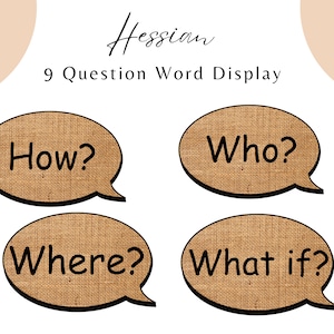 Hessian Question Words Display Posters