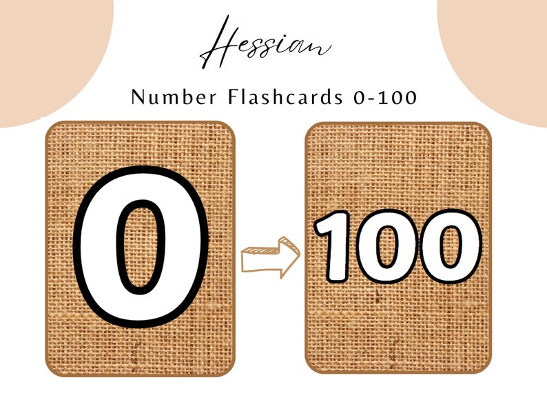 Hessian Number 0-100 Flashcards - Etsy