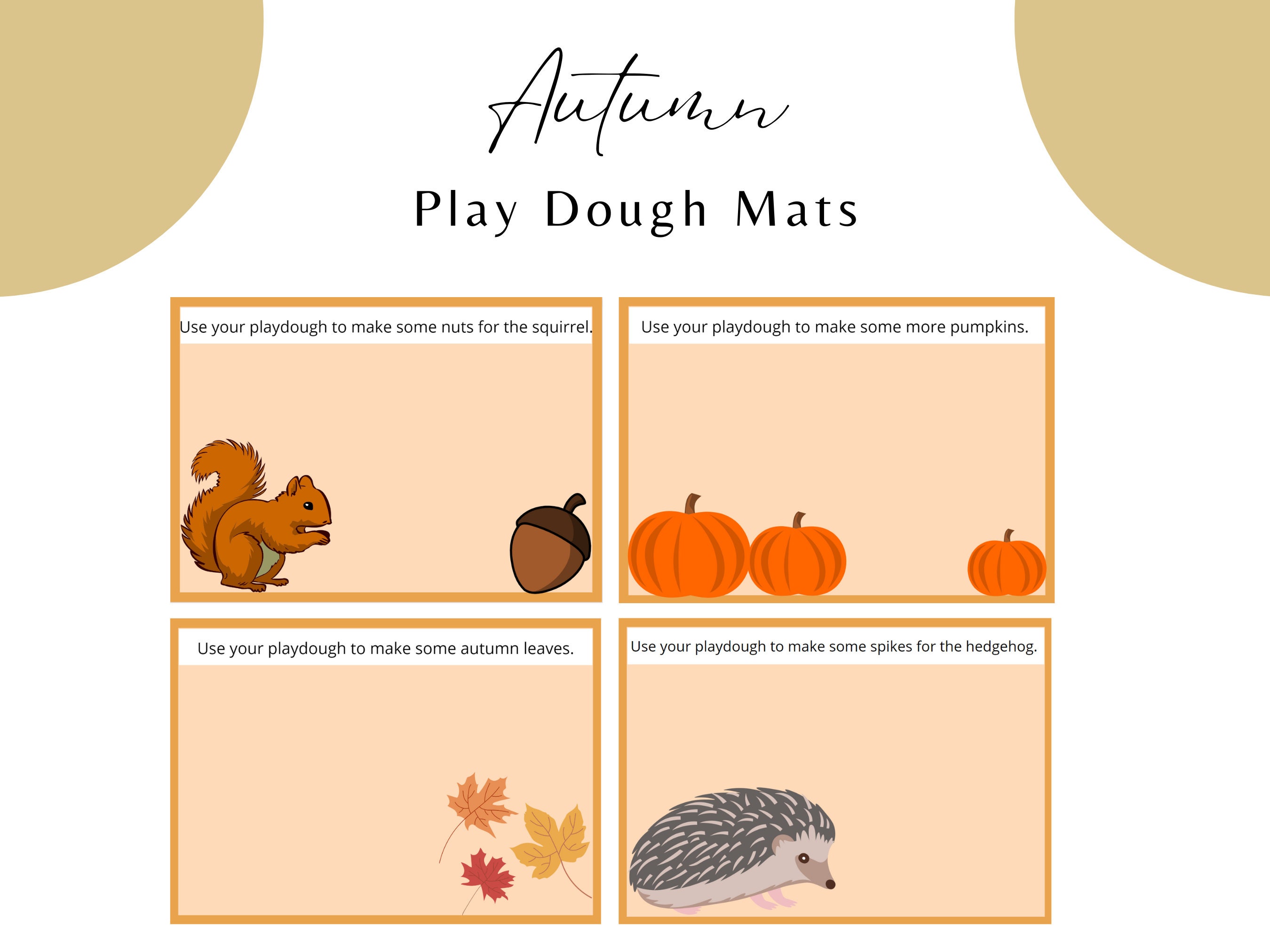 Autumn Playdough Mats Print & Play Toddler Kindergarten Preschool activity