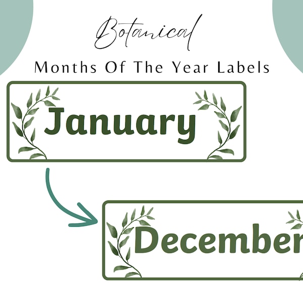 Botanical Months Of The Year Labels Flashcards