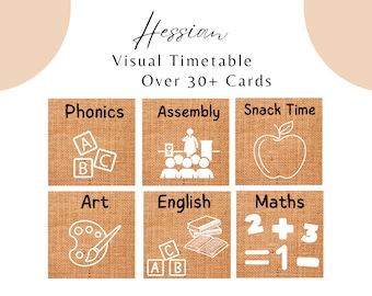 Natural Hessian Visual Timetable ,daily activities, plan routine, daily schedule, non verbal cards