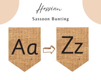 Intestazioni di visualizzazione per aule con festoni in sassone di Hessian, lettere minuscole e maiuscole