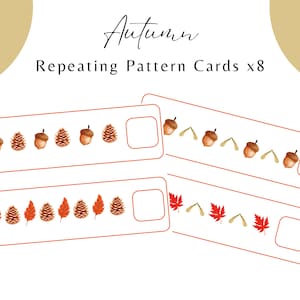 Tarjetas de patrones repetidos con temática de otoño