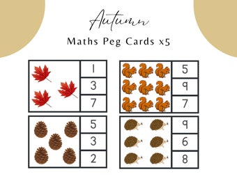Autumn Maths Peg Cards Number Recognition Early Years Development Learning Resource