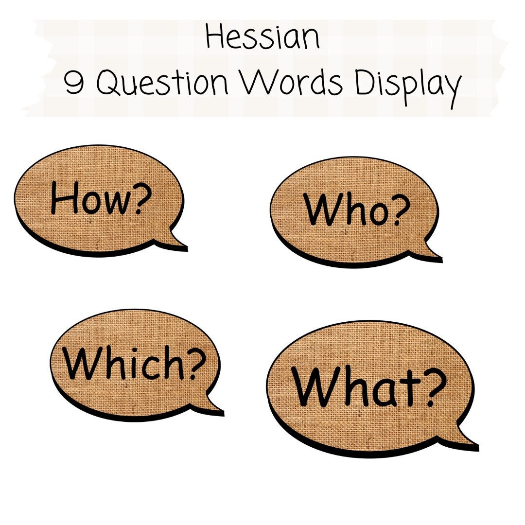 Hessian Question Words Display Posters Etsy Australia