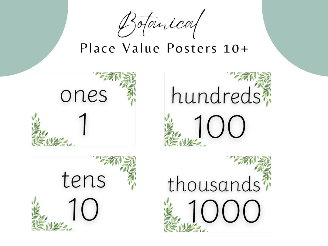 Botanical Neutral Place Value Display Cards Posters Flashcards - Etsy