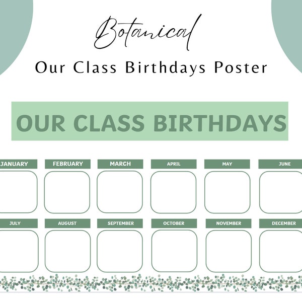 Botanical Class Birthdays Poster