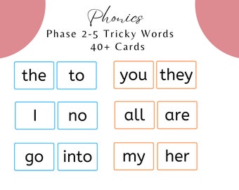 Phase 2 to 5 Tricky Words Flashcards Phonics Learning Resources