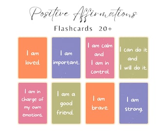 Positive Affirmations Flash Cards Children's Mental Health Growth Mindset
