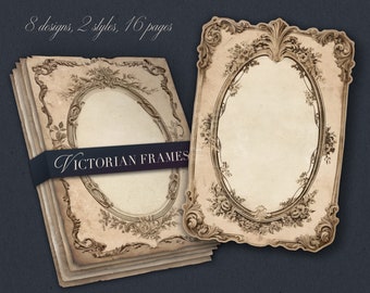 Victorian Ephemera Frames Pack, Antique Embellishments, Shabby Cards, Scrapbook Digital Paper, Printable Vintage Junk Journal Pages Download