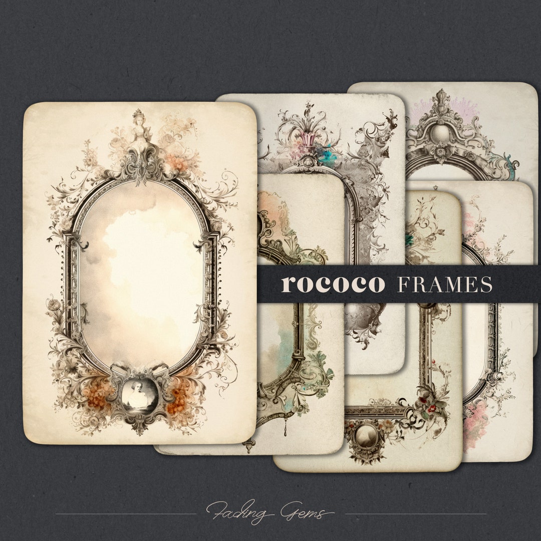 Rococo Frames, Decorative Ornate Borders, Pastel Colors, Ephemera ...