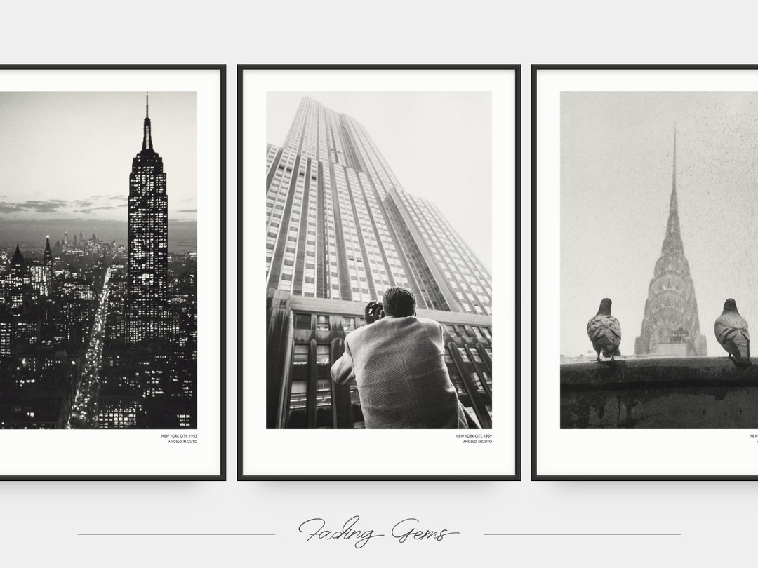 Unframed Vintage New York City Print Set, Black and White Fine Art ...