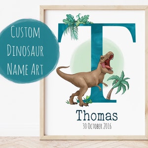 Custom Dinosaur Name Print, Dinosaur Name Art, Personalised print, Letter Art Print, Dinosaur Wall Art, Nursery Dinosaur Wall Art
