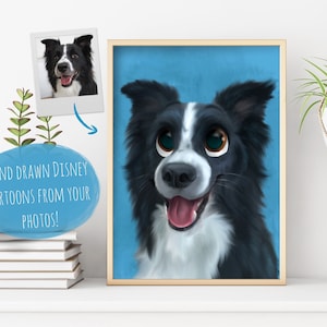 Disney pet cartoon, Dog Portrait, Cat Portrait, Pet Portrait, custom pet portrait, Gift for Dog Owner, Gift for Cat Owner, Disney Gift