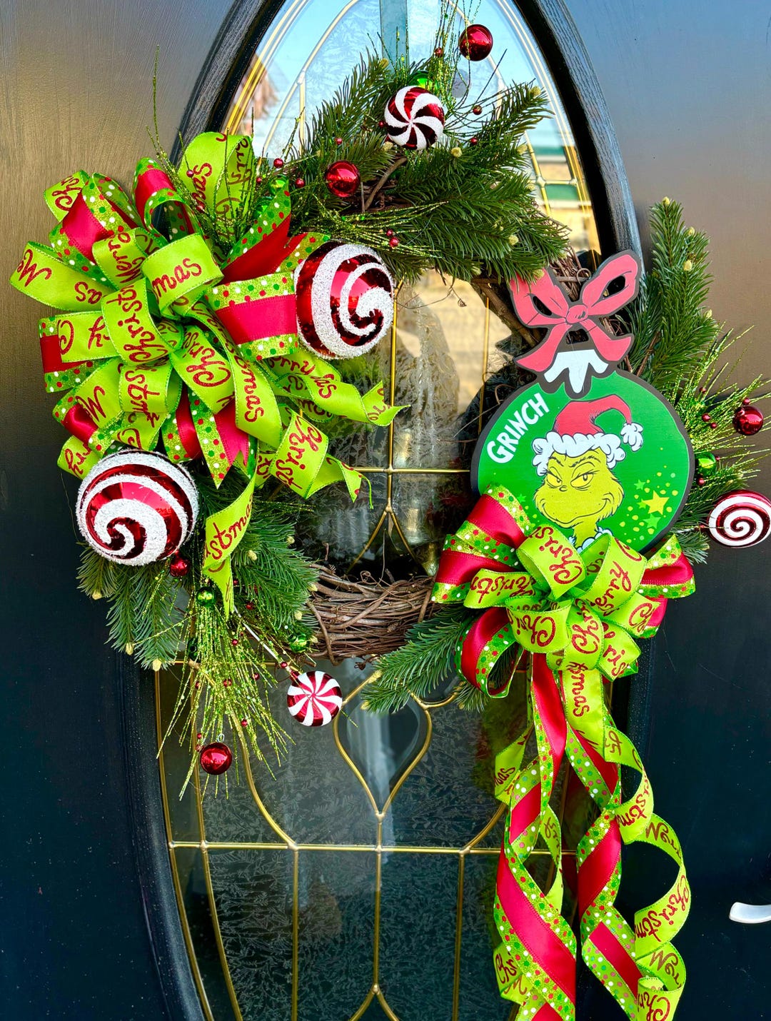 Grinch Wreath, Christmas Wreath, Christmas Decor, Christmas Decorations, Grinch for Front Door ...