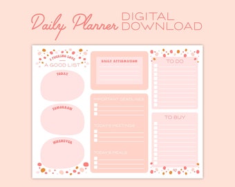 ADHD Daily Planner Digital Download Pink