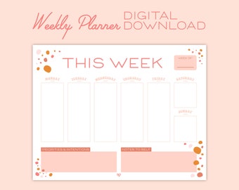 ADHD Weekly Planner Digital Download Pink