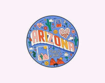 Arizona Sticker | 3" Dishwasher Safe Sticker | Waterproof and Weatherproof Vinyl, Cute Bright Sticker