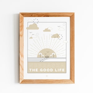 Nebraska The Good Life Print Wall Art Poster Neutral
