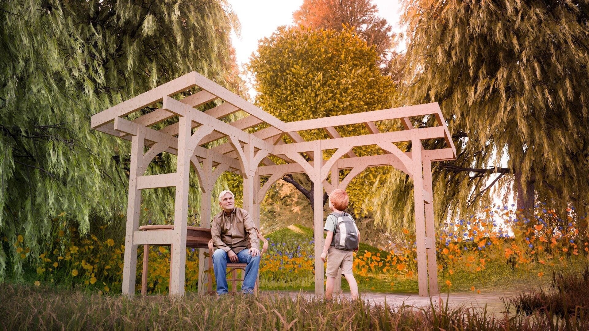 Télécharger le PDF : plans de remise à ossature bois / abri-grill / abri barbecue / abri de jardin / pergola / cuisine d'extérieur / DIY / plan poteau