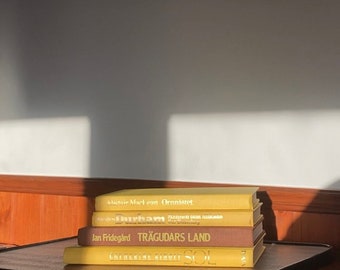 Yellow book stack | Swedish decorative books | Real hardback