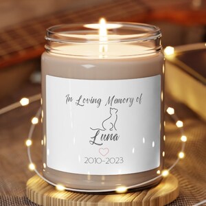 Personalized Cat Memorial Candle, Candle Memorial, Gifted Cat Memory, Cat Memory Gift, Custom Cat Memorial, Memorial Candle Gift, Cat memory