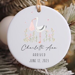 New Baby Girl Ornament, Baby Announcement, Birth Announcement, New Baby Keepsake, Baby&#39;s First Christmas, Customized Ornament, Personalized