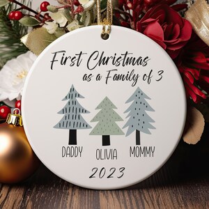 Family of 3 Christmas Ornament, Family of 3 Keepsake, Family of 3, Family Ornament, Personalized First Christmas Ornament, New Mom Gift