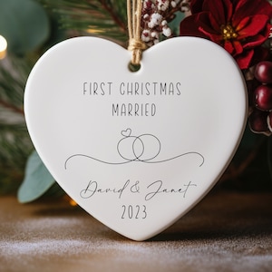 First Christmas Married Ornament, Mr and Mrs Tree Christmas Ornament, Our First Christmas Married as Mr and Mrs Ornament, Personalized Name