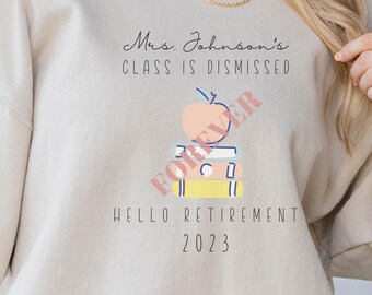 Moletom personalizado para aposentadoria de professores, professor aposentado, presente para professores, agradecimento ao professor, gola redonda, aposentadoria, ensino, personalizado