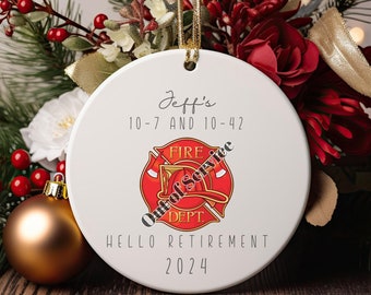 Adorno de jubilación de bombero personalizado, regalos de jubilación, personal de primeros auxilios, adorno de compañero de trabajo, jubilación de bombero, jubilación