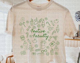 Festive Faculty Christmas Doodle PNG, Teacher Doodle, Hand Drawn Design, Teacher PNG, Preppy PNG, Teacher Doodle Clipart, Digital Download