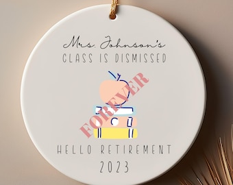Personalized Teacher Retirement Bauble, Retirement Teacher, Teacher Gift, 2025 ornament, teacher keepsake, Officially Retired Gift For Her