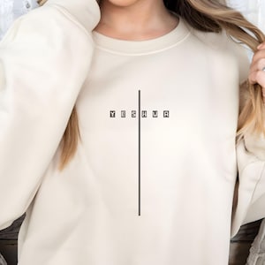 Sweat-shirt Yeshua croix, cadeau chrétien, sweat à capuche Jesus, chemise verset de la Bible, chrétien minimal, col rond, chemise Faith, sweat à capuche chrétien, Jésus
