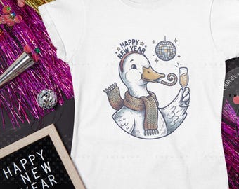 Silly Goose New Year PNG | Funny Happy New Year Goose Sublimation Design | Party Goose Clipart | Champagne PNG for Shirts, Tumblers & Crafts
