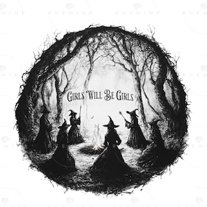 Vintage Girls Will Be Girls Witch Png, Funny Witch Png, Witchy Halloween Png, Witchy Vibes Png, Halloween Women Png, Sublimation, Digital