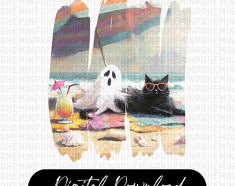 Summerween Brushstroke Beach PNG, Estate spettrale PNG, Summerween pastello, Halloween PNG, Estate PNG, Halloween in estate PNG, Trendy PNG