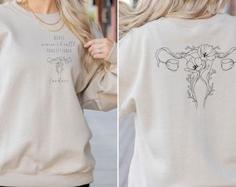 Personalized Women&#39;s Health NP Sweatshirt, OBGYN, Nurse Practitioner Gifts, NP Gifts, Crewneck Sweatshirt, obgyn nurse, obgyn gifts