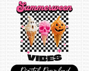 Vibras veraniegas PNG, Halloween divertido y derretido PNG, Helado de Halloween de moda, Temporada espeluznante, Otoño, Verano PNG, Sublimación