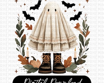 Halloween herfstspook png, girly spook png, boho bloemen herfst png, Halloween png, herfstsfeer png, spookachtig seizoen png, boo png
