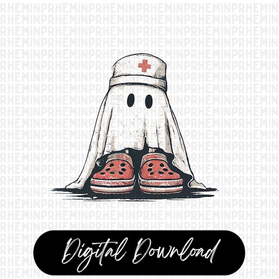 Retro Nurse Ghost PNG, Trick or Treatment, Halloween Nurse, Spooky Nurse Png, Digital Download, Sublimation, night shift, spooky rn,