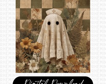 Halloween höstspöke png, läskig sjuksköterska png, boho blommig höst png, halloween png, höstvibbar png, läskig säsong png, trendig png, boo png