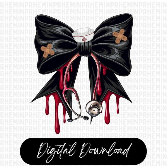 Horror Nurse PNG, Halloween Nurse Png, Halloween Coquette Bow png, Coquette Nurse png, Halloween Png, Digital design, Sublimation, Nurse Png