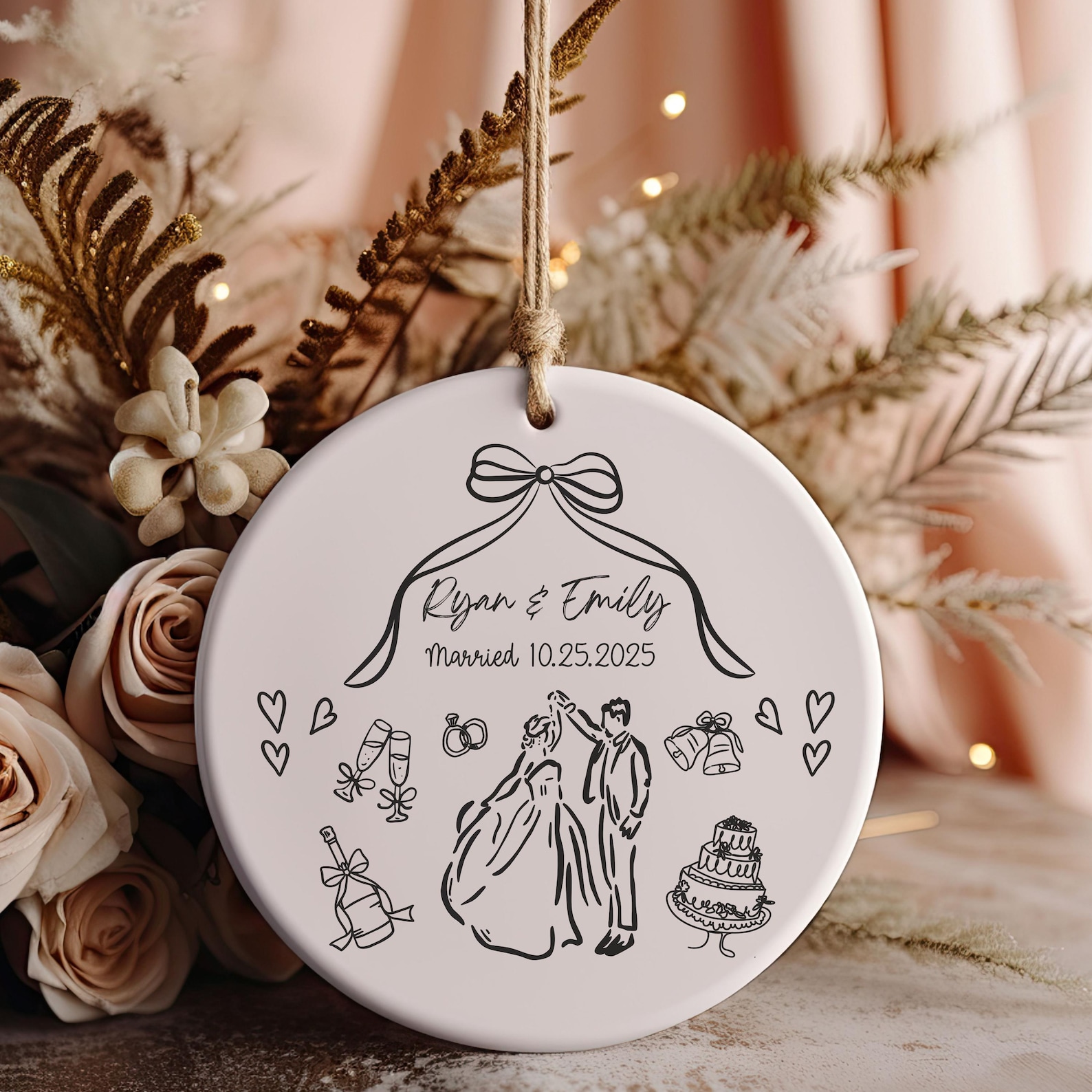 Personalized Wedding Ornament, Custom Married Ornament, Newlywed Gift Personalized Wedding Ornament, Custom Married Ornament, Newlywed Gift