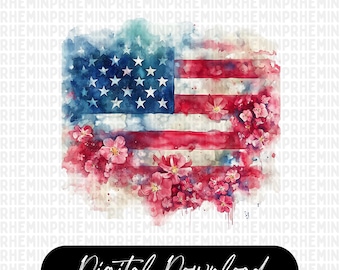 American Flag Floral PNG, Patriotic Flower USA Sublimation Design, Boho 4th Of July Graphic, 4th of July Png, USA Flag Png Independence Day