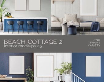 Beach Cottage Modern Nantucket Mockup Bundle 2x3 3x4 5x7 Ratio Frame Variety Thin Vertical Posters • Cobalt Blue Interiors Coastal Wall Art
