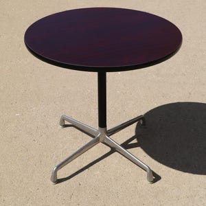 Eames Era Round Table: Herman Miller Aluminum Base, Cherry Wood Top