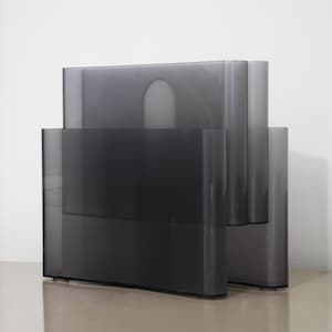 Kartell Magazine Rack – Giotto Stoppino Design – 1970s Italian Modern – 4-Compartment Organizer – Vintage Mid Century Plastic Storage